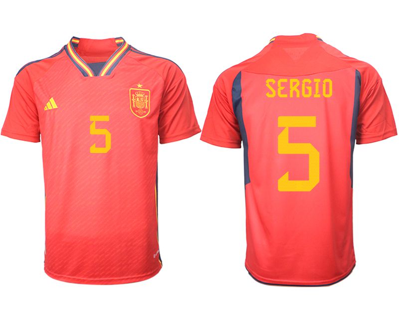 Cheap Men 2022 World Cup National Team Spain home aaa version red 5 Soccer Jerseys